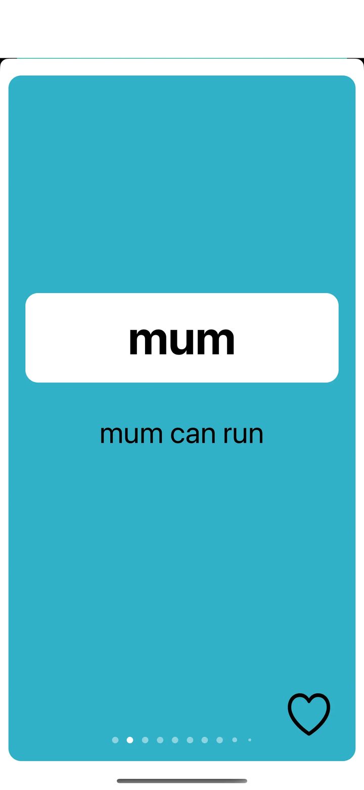 Sight Words flashcard showing the word mum with the sentence mum can run